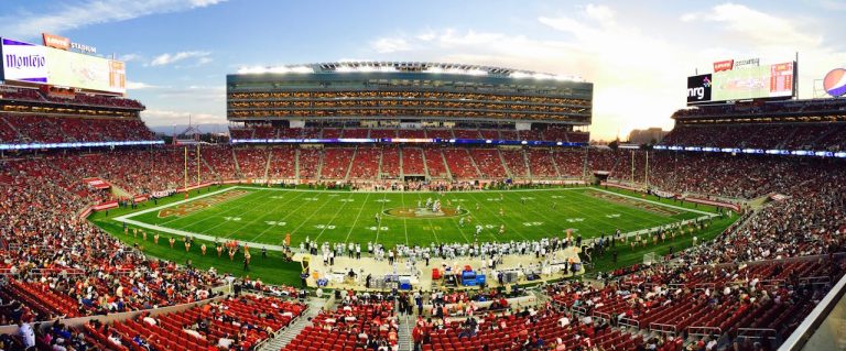 NFL stadium getting ready for a game
